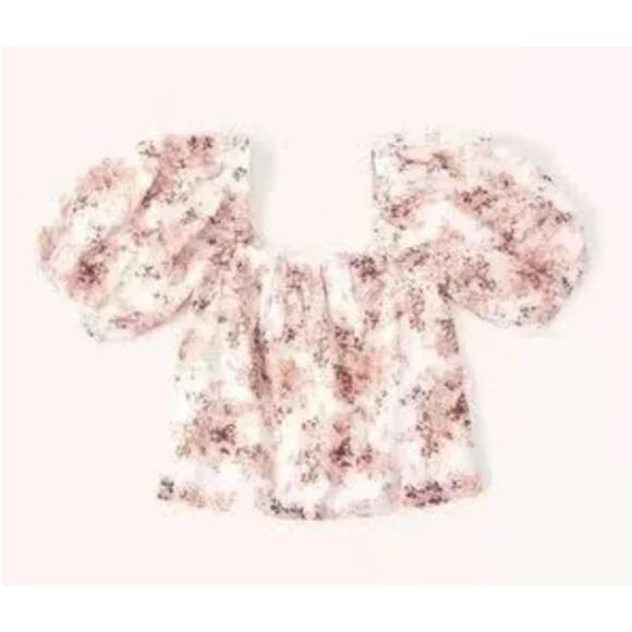 Abercrombie & Fitch Floral Linen Blend Off Shoulder Cropped Top Brown Size XXL - Picture 2 of 11